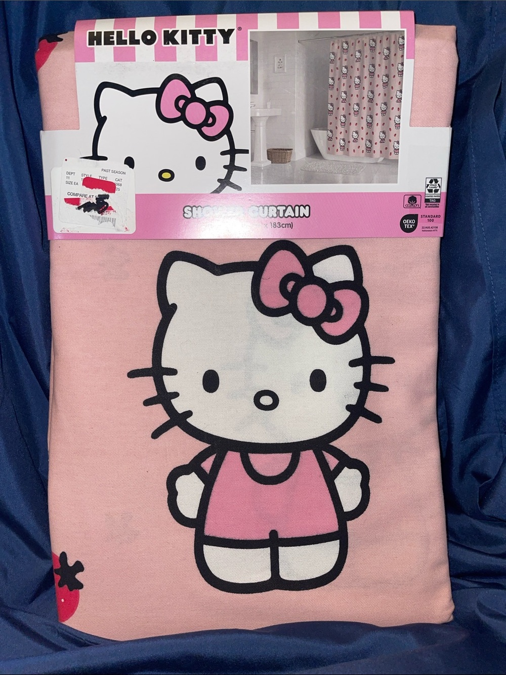 Hello Kitty Pink and White Character Shower Curtain